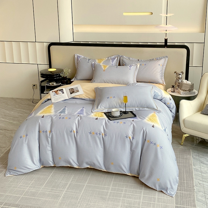 91家纺网 家纺一手货源 找家纺 梧桐树 2025新款轻奢新疆棉加厚磨毛四件套 林间小路