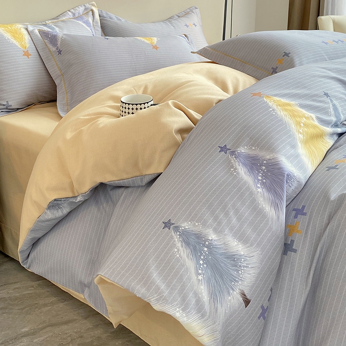 91家纺网 家纺一手货源 找家纺 梧桐树 2025新款轻奢新疆棉加厚磨毛四件套 林间小路