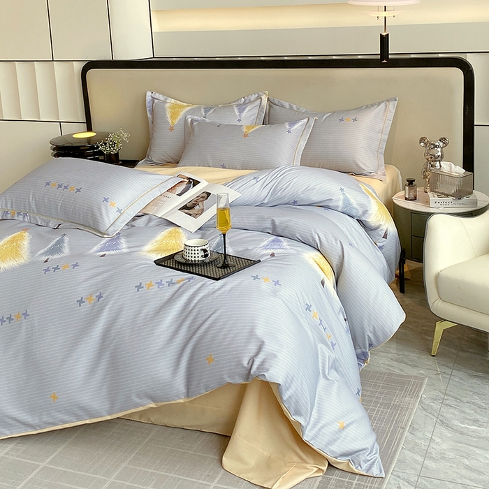 91家纺网 家纺一手货源 找家纺 梧桐树 2025新款轻奢新疆棉加厚磨毛四件套 林间小路