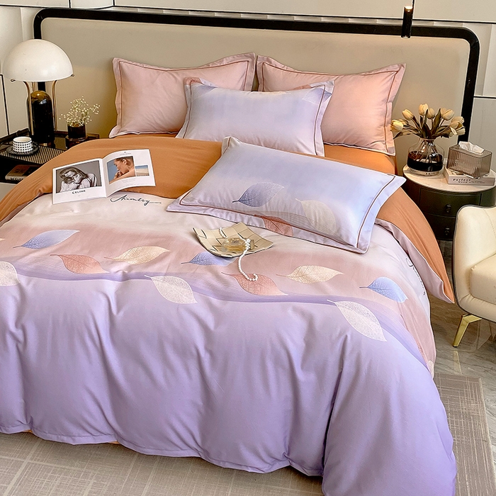 91家纺网 家纺一手货源 找家纺 梧桐树 2025新款轻奢新疆棉加厚磨毛四件套 轻叶漫舞