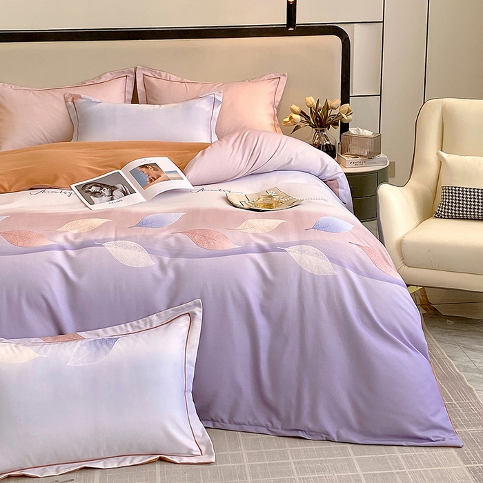 91家纺网 家纺一手货源 找家纺 梧桐树 2025新款轻奢新疆棉加厚磨毛四件套 轻叶漫舞