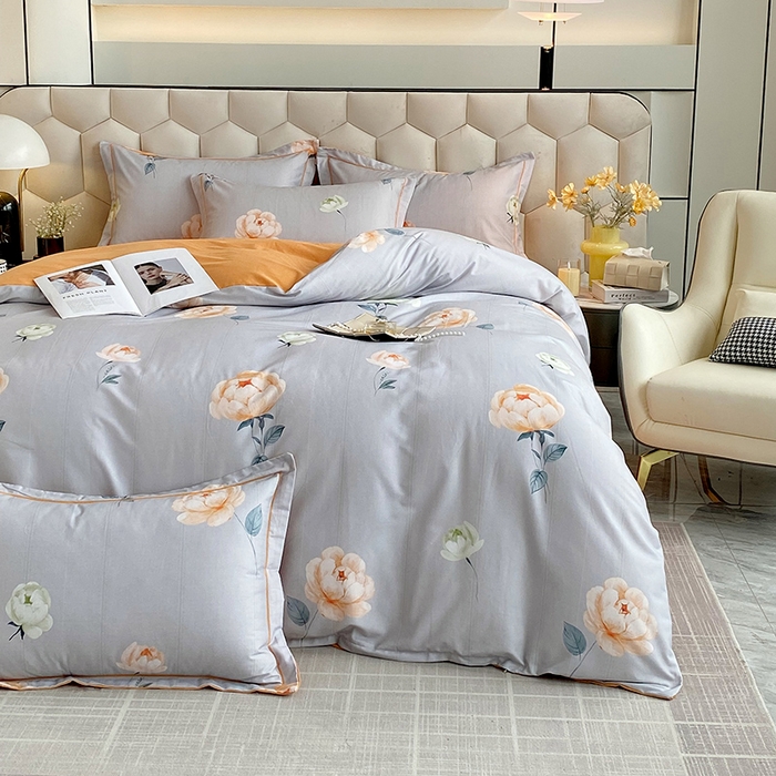 91家纺网 家纺一手货源 找家纺 梧桐树 2025新款轻奢新疆棉加厚磨毛四件套 花田喜事