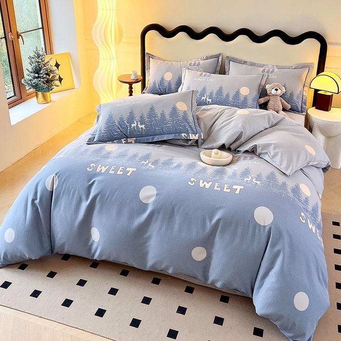 91家纺网 家纺一手货源 找家纺 梧桐树 2025新款轻奢新疆棉加厚磨毛四件套 林深见鹿