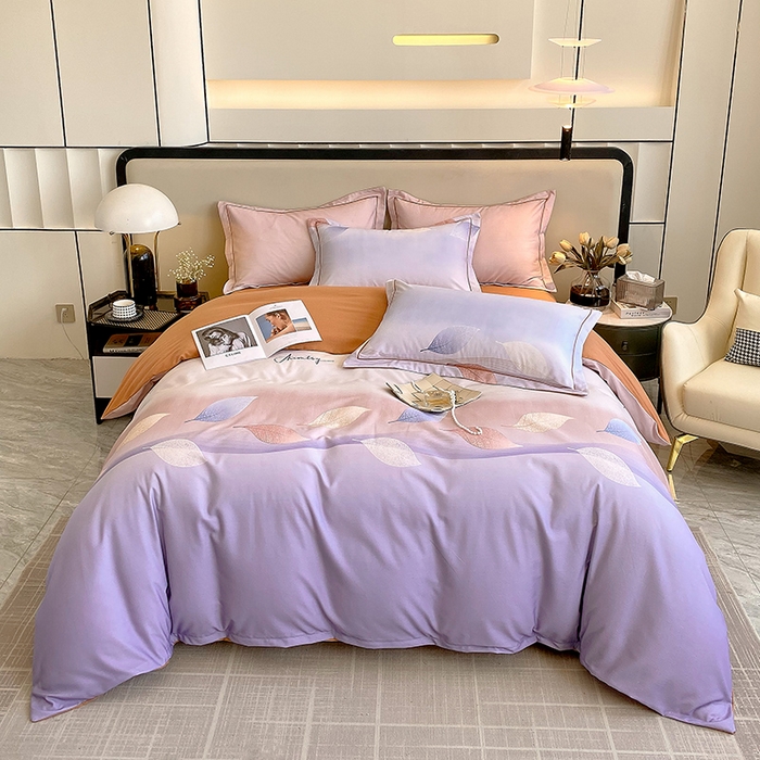 梧桐树 2025新款轻奢新疆棉加厚磨毛四件套 轻叶漫舞