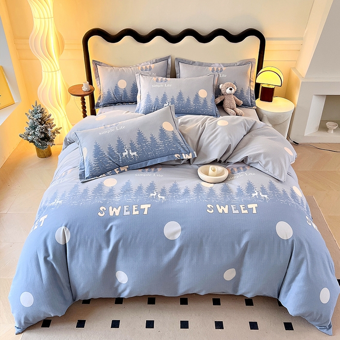 91家纺网 家纺一手货源 找家纺 梧桐树 2025新款轻奢新疆棉加厚磨毛四件套 林深见鹿