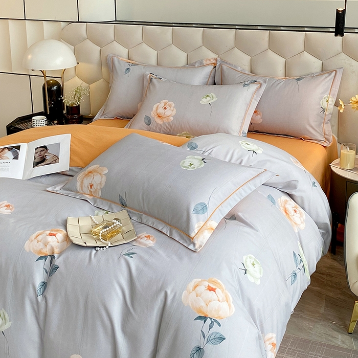 91家纺网 家纺一手货源 找家纺 梧桐树 2025新款轻奢新疆棉加厚磨毛四件套 花田喜事