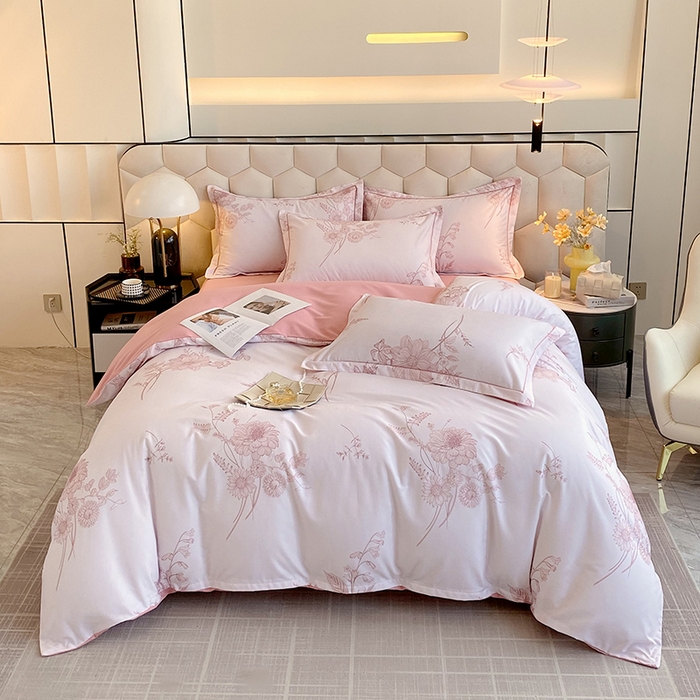 梧桐树 2025新款轻奢新疆棉加厚磨毛四件套 镜花水月粉