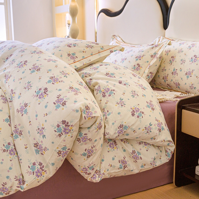 91家纺网 家纺一手货源 找家纺 （总）金泰莱 2025新款全棉纯棉小清新工艺款四件套