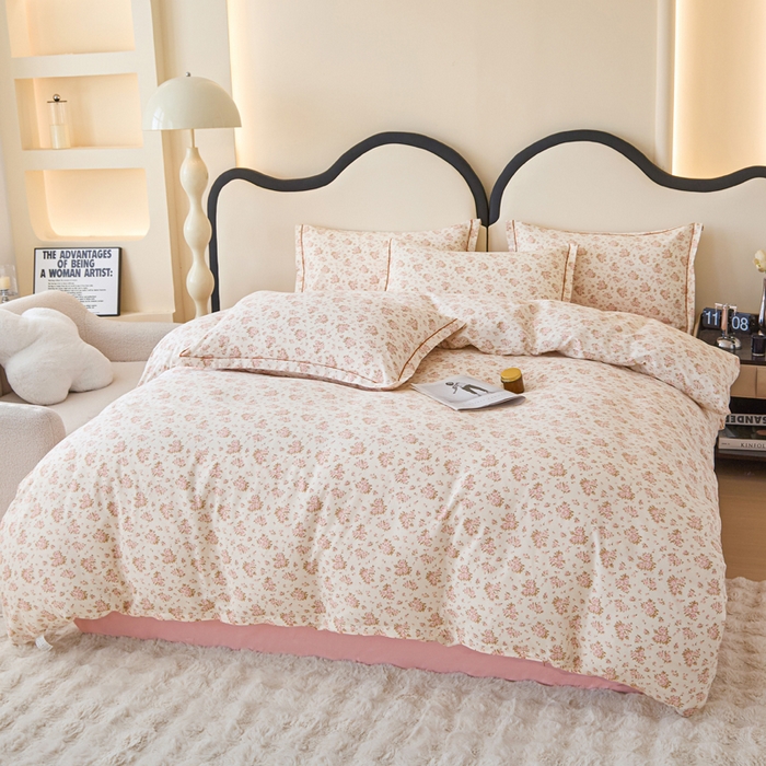 91家纺网 家纺一手货源 找家纺 金泰莱 2025新款全棉纯棉小清新工艺款四件套 甜心派