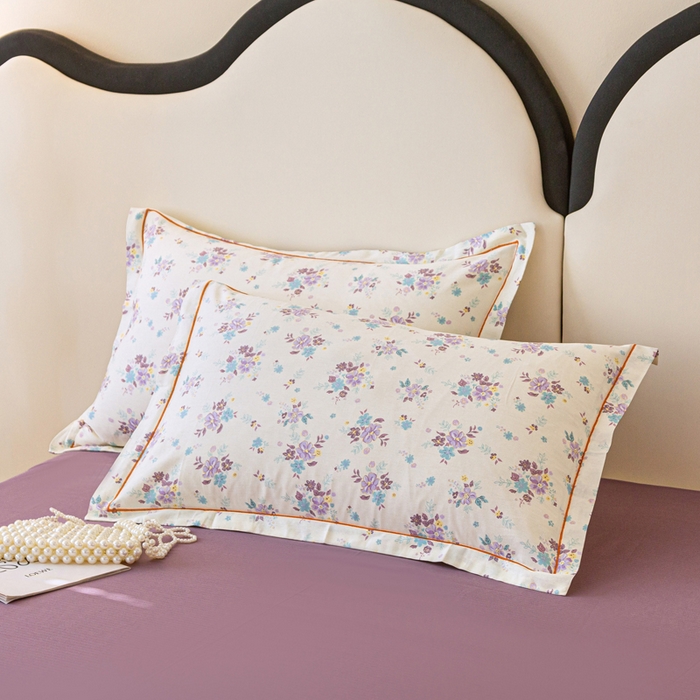 91家纺网 家纺一手货源 找家纺 金泰莱 2025新款全棉纯棉小清新工艺款四件套 紫风铃