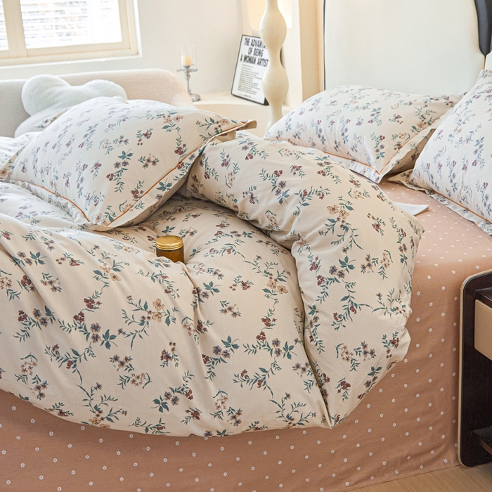 91家纺网 家纺一手货源 找家纺 棉乐町家居 2025新款全棉纯棉小清新工艺款四件套 法式浪漫