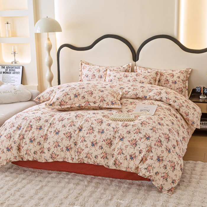 91家纺网 家纺一手货源 找家纺 棉乐町家居 2025新款全棉纯棉小清新工艺款四件套 繁花似锦