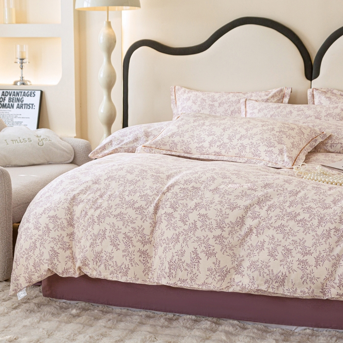 91家纺网 家纺一手货源 找家纺 棉乐町家居 2025新款全棉纯棉小清新工艺款四件套 罗兰之恋