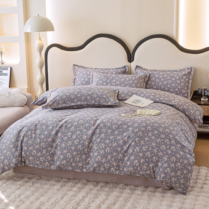 91家纺网 家纺一手货源 找家纺 棉乐町家居 2025新款全棉纯棉小清新工艺款四件套 梦幻紫兰