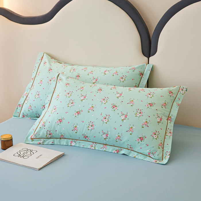 91家纺网 家纺一手货源 找家纺 棉乐町家居 2025新款全棉纯棉小清新工艺款四件套 清新薄荷