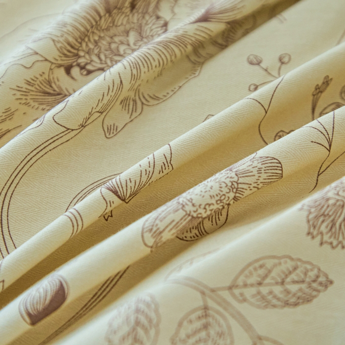 91家纺网 家纺一手货源 找家纺 棉乐町家居 2025新款全棉纯棉小清新工艺款四件套 秋日落叶