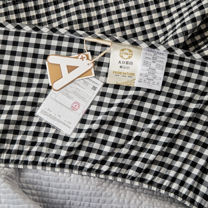 91家纺网 家纺一手货源 找家纺 沐纯家居 2025新款A类全棉纯棉色织水洗棉加婴儿绒双面可用床笠-暖绒系列 暖绒-黑白格