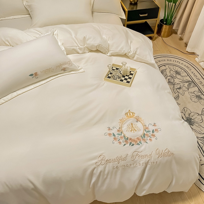 91家纺网 家纺一手货源 找家纺 （总）青泽家纺 2025新款水洗棉绣花磨毛四件套碳素磨毛床单款床笠款套件