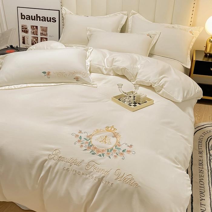 91家纺网 家纺一手货源 找家纺 （总）青泽家纺 2025新款水洗棉绣花磨毛四件套碳素磨毛床单款床笠款套件