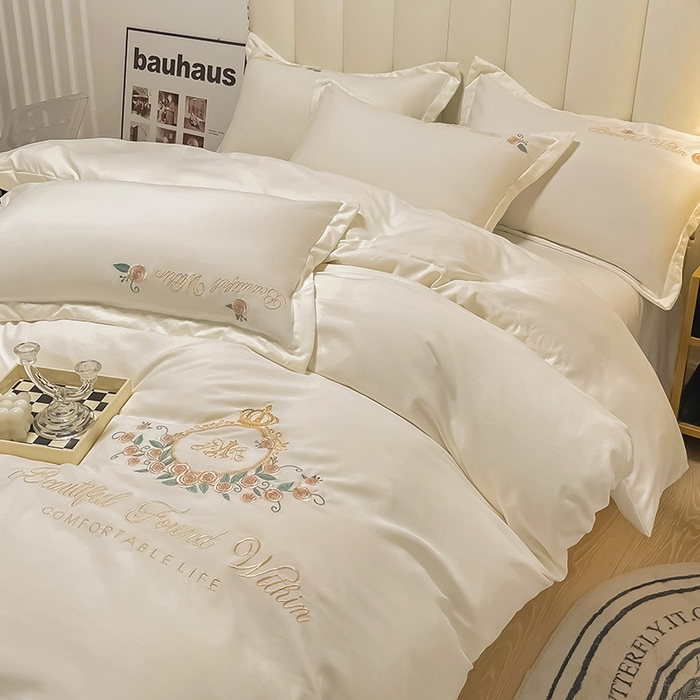 91家纺网 家纺一手货源 找家纺 （总）青泽家纺 2025新款水洗棉绣花磨毛四件套碳素磨毛床单款床笠款套件