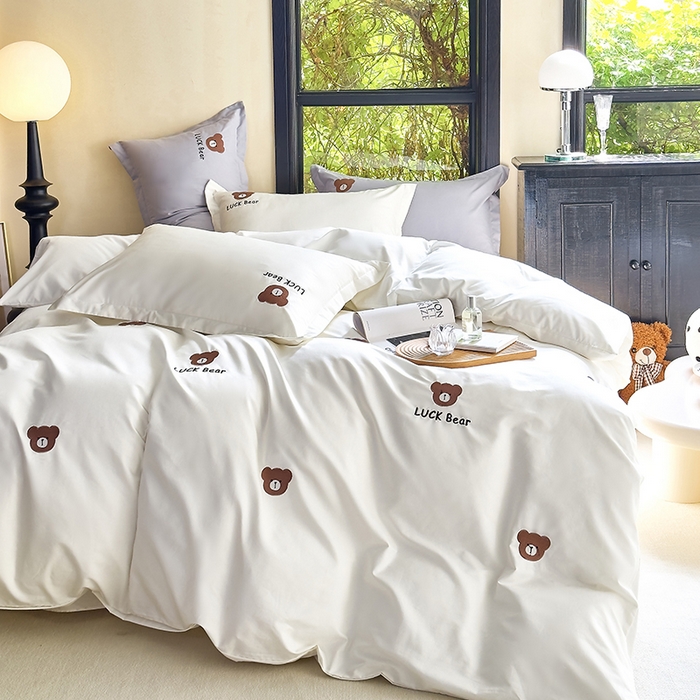 91家纺网 家纺一手货源 找家纺 （总）青泽家纺 2025新款水洗棉绣花磨毛四件套碳素磨毛床单款床笠款套件