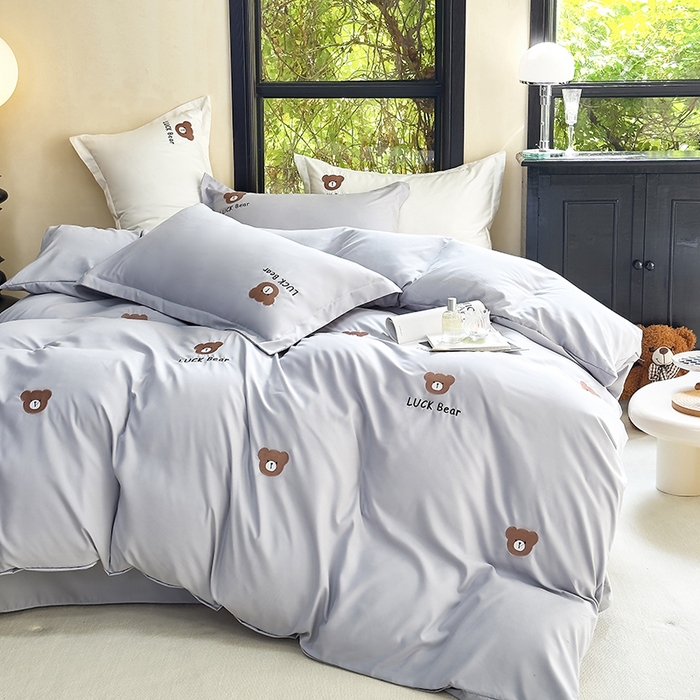 91家纺网 家纺一手货源 找家纺 （总）青泽家纺 2025新款水洗棉绣花磨毛四件套碳素磨毛床单款床笠款套件