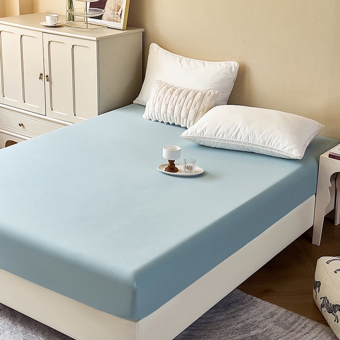 91家纺网 家纺一手货源 找家纺 青泽家纺 2025新款床笠单件防滑水洗棉床套罩床单全包席梦思床垫防尘保护罩 湖蓝