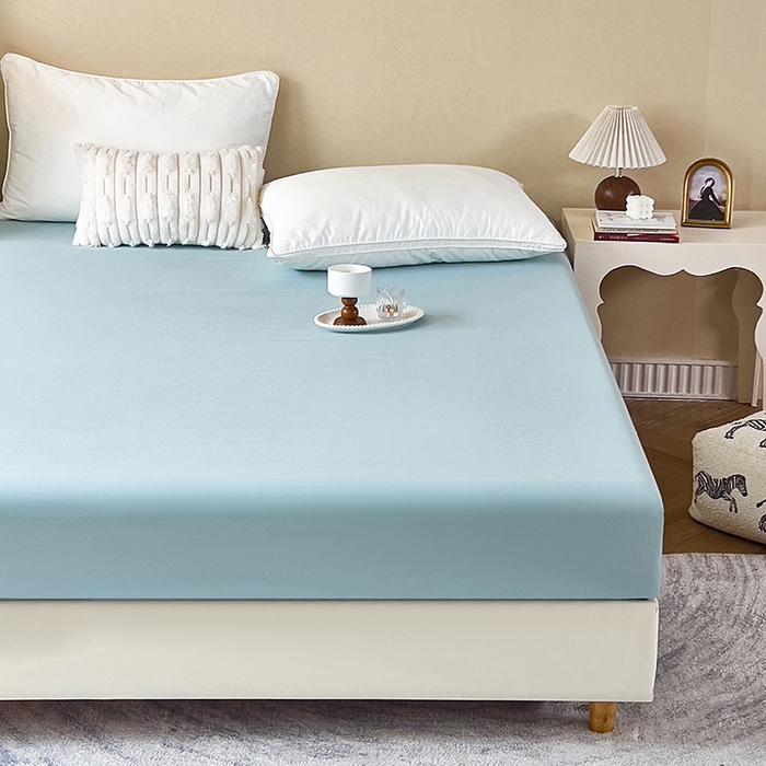 91家纺网 家纺一手货源 找家纺 青泽家纺 2025新款床笠单件防滑水洗棉床套罩床单全包席梦思床垫防尘保护罩 湖蓝