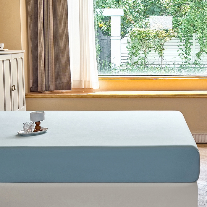 91家纺网 家纺一手货源 找家纺 青泽家纺 2025新款床笠单件防滑水洗棉床套罩床单全包席梦思床垫防尘保护罩 湖蓝