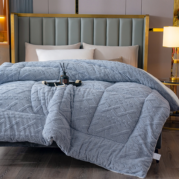 91家纺网 家纺一手货源 找家纺 铺尚美家纺 2025春夏新款塔芙绒北极绒加厚冬被子被芯 灰色