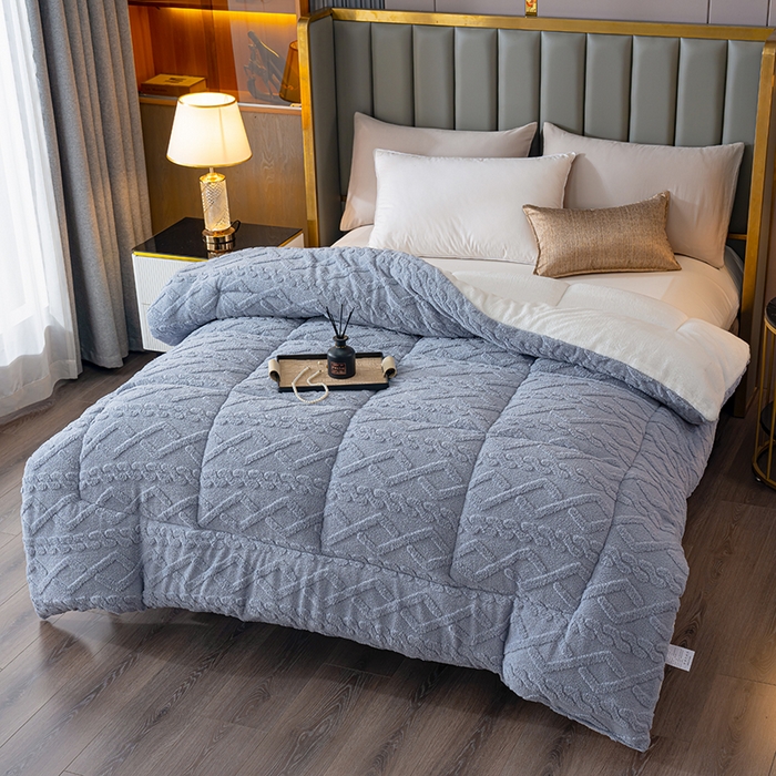 91家纺网 家纺一手货源 找家纺 铺尚美家纺 2025春夏新款塔芙绒北极绒加厚冬被子被芯 灰色