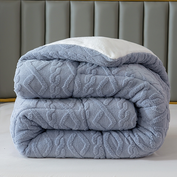 91家纺网 家纺一手货源 找家纺 铺尚美家纺 2025春夏新款塔芙绒北极绒加厚冬被子被芯 灰色