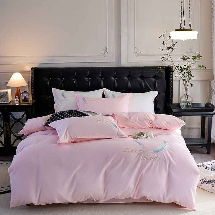 91家纺网 家纺一手货源 找家纺 （总）青泽家纺 2025新款水洗棉绣花磨毛四件套碳素磨毛床单款床笠款套件