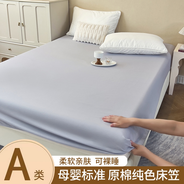 青泽家纺 2025新款床笠单件防滑水洗棉床套罩床单全包席梦思床垫防尘保护罩 灰色