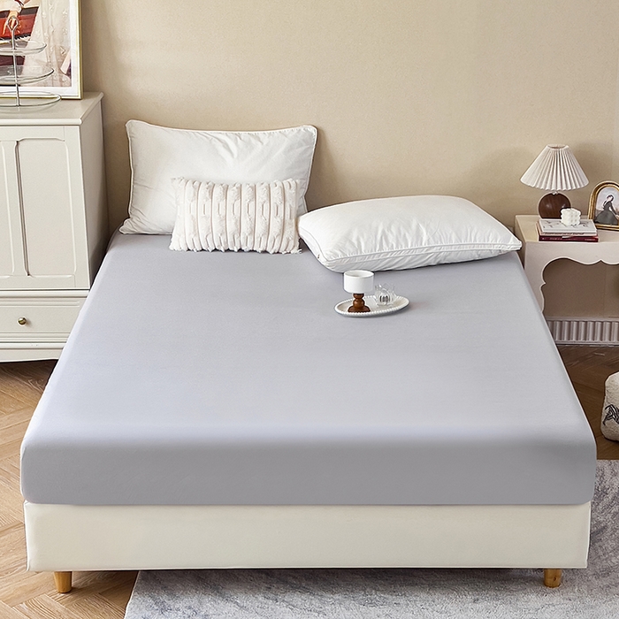 91家纺网 家纺一手货源 找家纺 青泽家纺 2025新款床笠单件防滑水洗棉床套罩床单全包席梦思床垫防尘保护罩 灰色