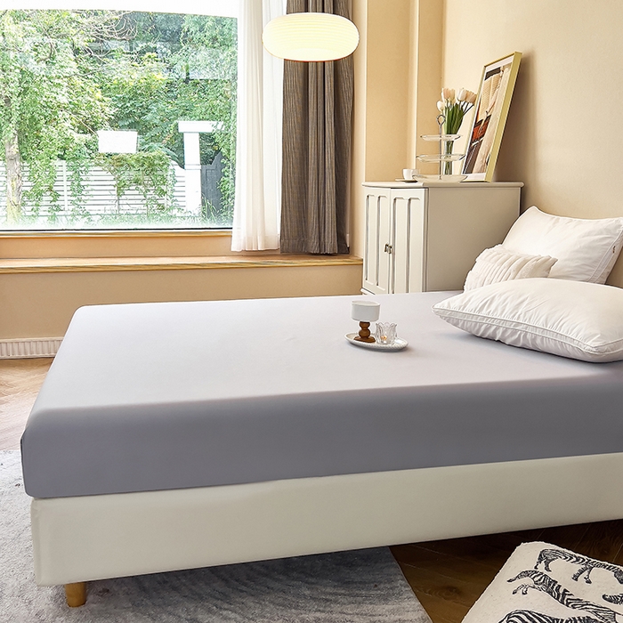 91家纺网 家纺一手货源 找家纺 青泽家纺 2025新款床笠单件防滑水洗棉床套罩床单全包席梦思床垫防尘保护罩 灰色