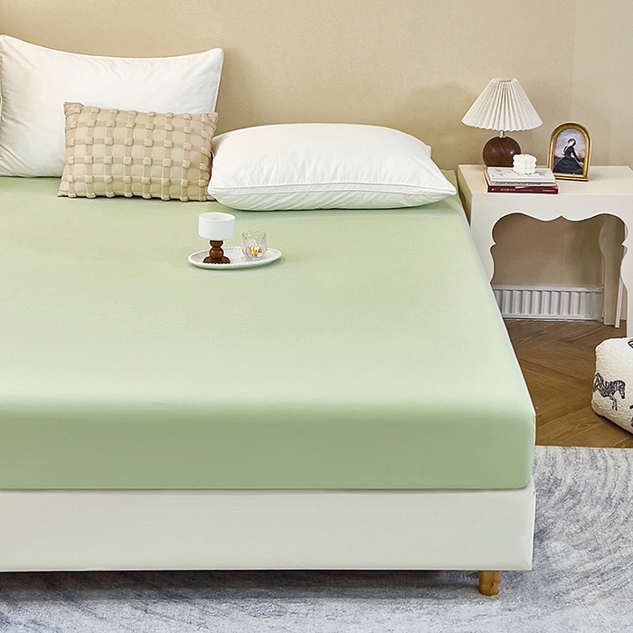 91家纺网 家纺一手货源 找家纺 青泽家纺 2025新款床笠单件防滑水洗棉床套罩床单全包席梦思床垫防尘保护罩 绿色