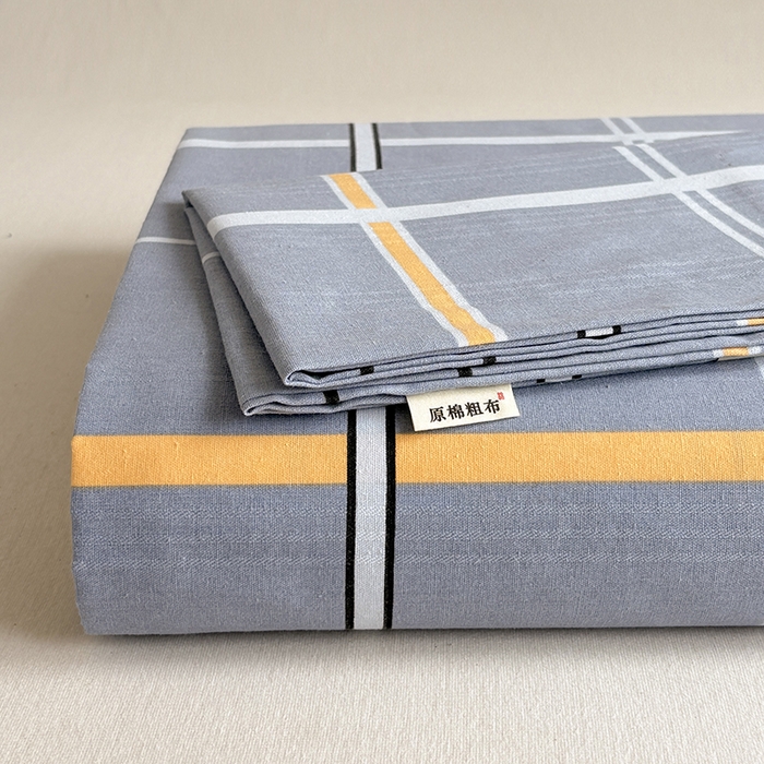 91家纺网 家纺一手货源 找家纺 （总）青泽家纺 2025年新款老粗布床单原棉三枚缎卡老粗布凉席三件套亚麻棉麻床单枕套