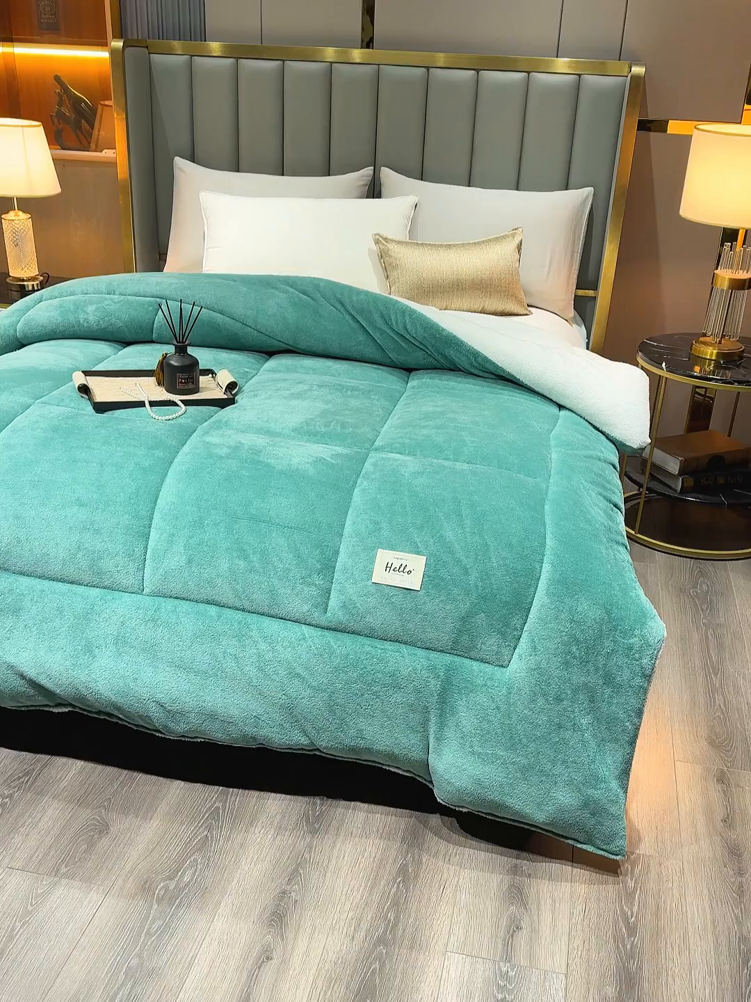 91家纺网 家纺一手货源 找家纺 铺尚美家纺 2025春夏新款跨境电商爆款秋冬新款牛奶绒羊羔绒保暖加厚冬被牛奶绒被子被芯 深绿