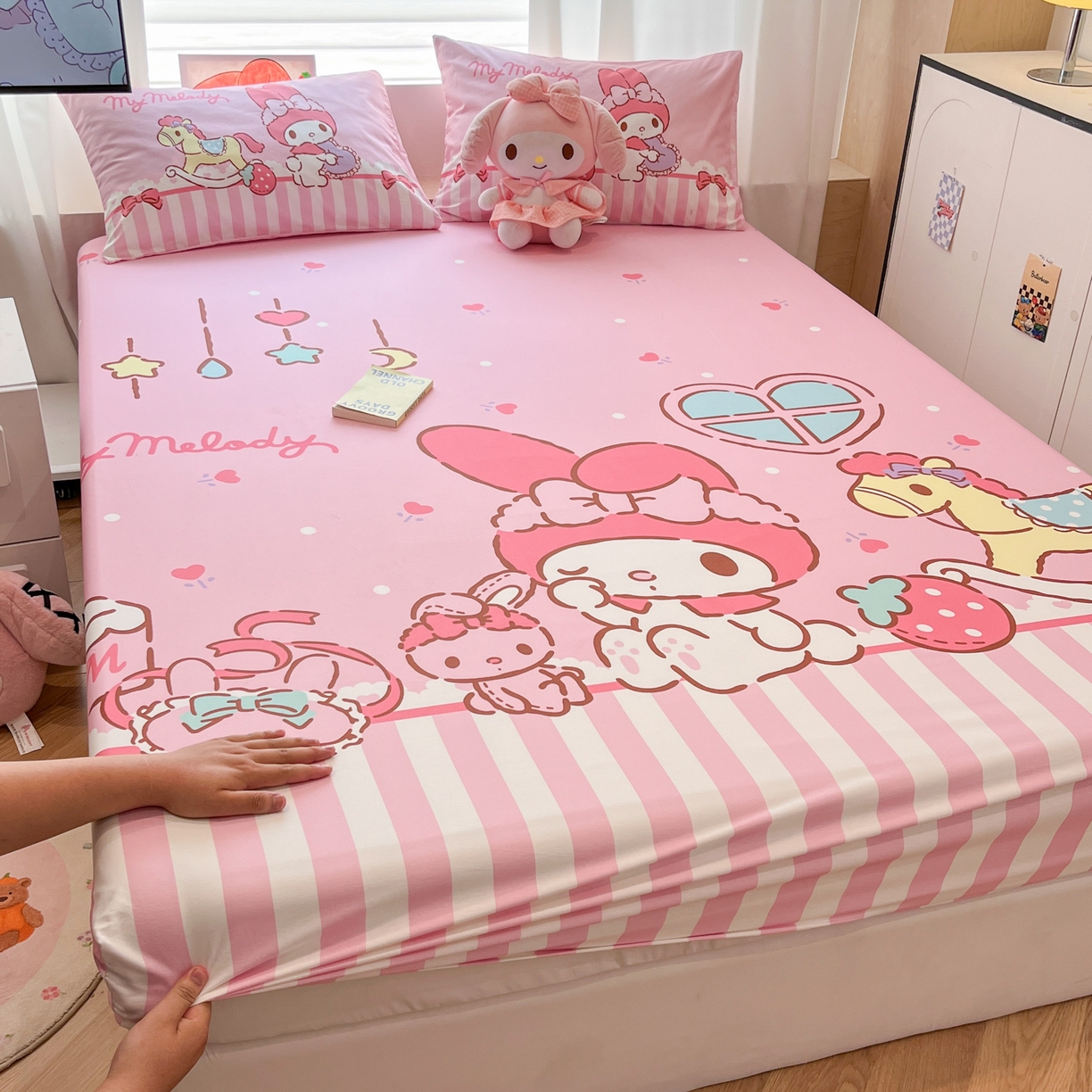 91家纺网 家纺一手货源 找家纺 （总）暮思家居 2025新款正版授权三丽鸥大阪全棉数码印花纯棉单品床笠床笠单件单床笠（专版花型）