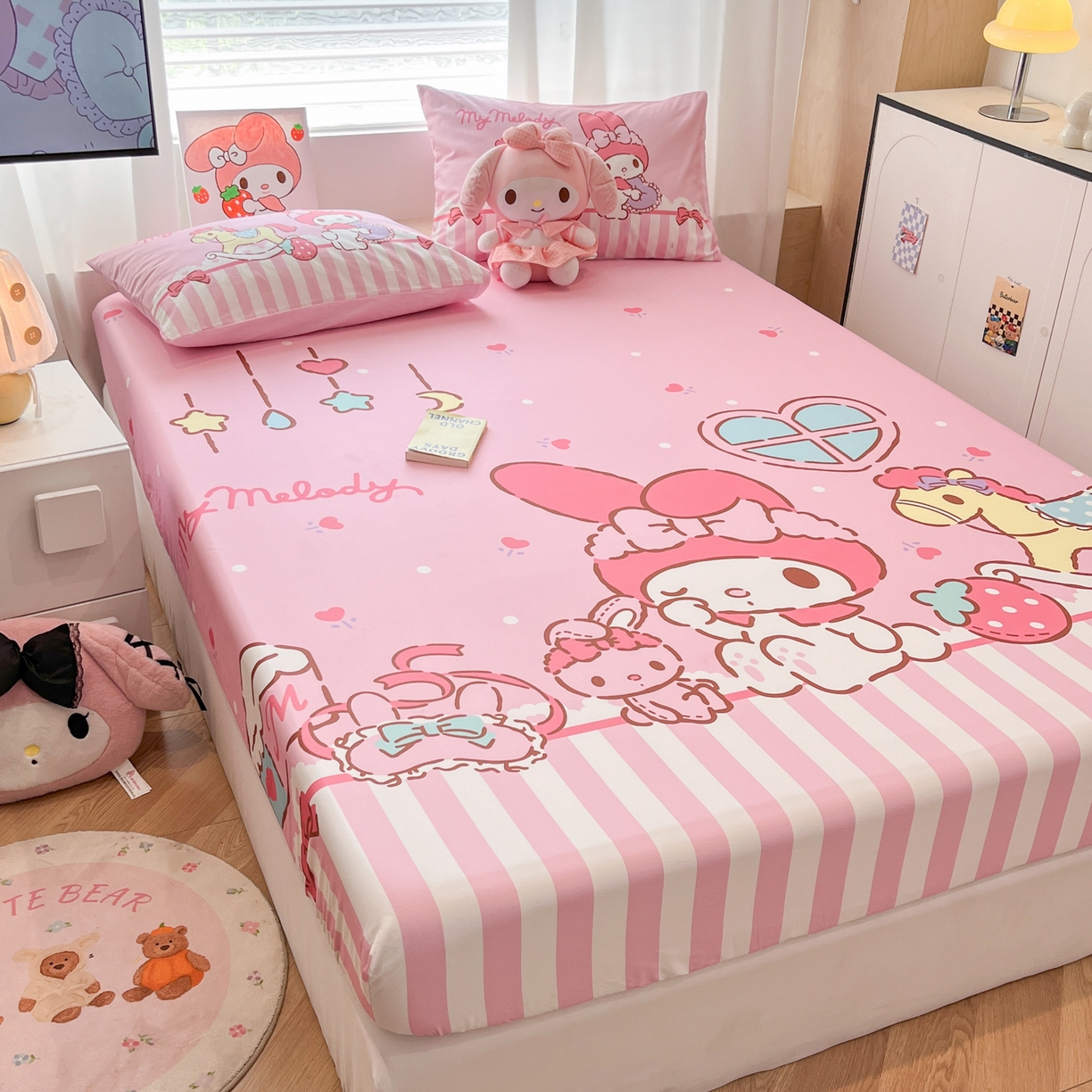 91家纺网 家纺一手货源 找家纺 （总）暮思家居 2025新款正版授权三丽鸥大阪全棉数码印花纯棉单品床笠床笠单件单床笠（专版花型）