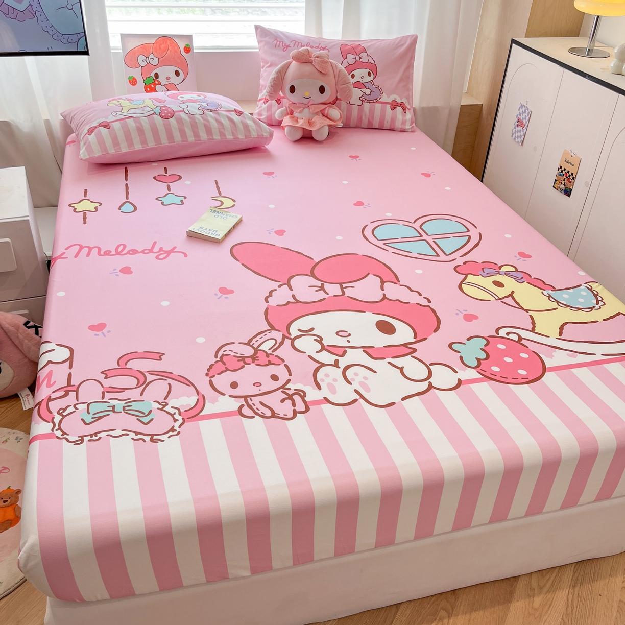 91家纺网 家纺一手货源 找家纺 （总）暮思家居 2025新款正版授权三丽鸥大阪全棉数码印花纯棉单品床笠床笠单件单床笠（专版花型）