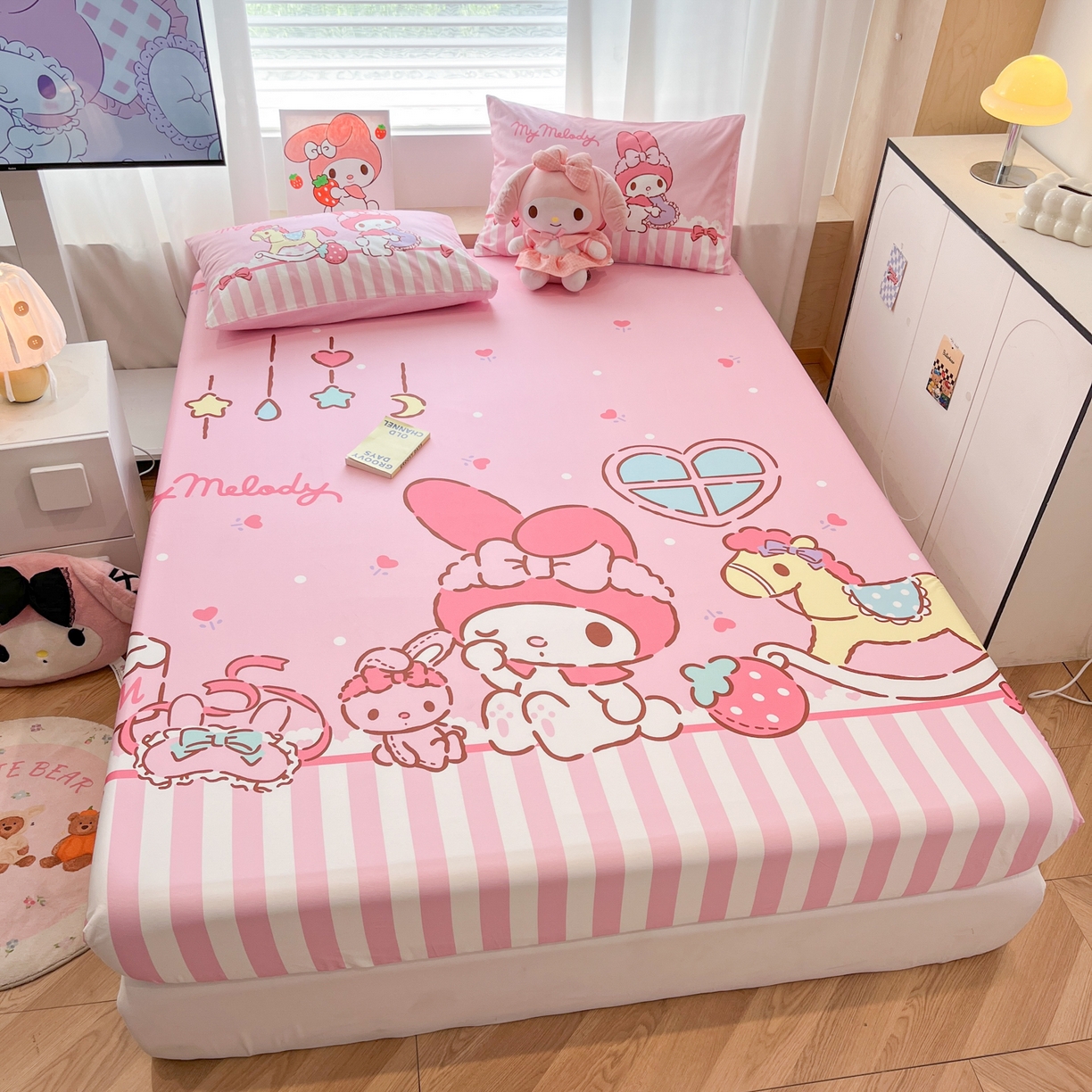 91家纺网 家纺一手货源 找家纺 （总）暮思家居 2025新款正版授权三丽鸥大阪全棉数码印花纯棉单品床笠床笠单件单床笠（专版花型）