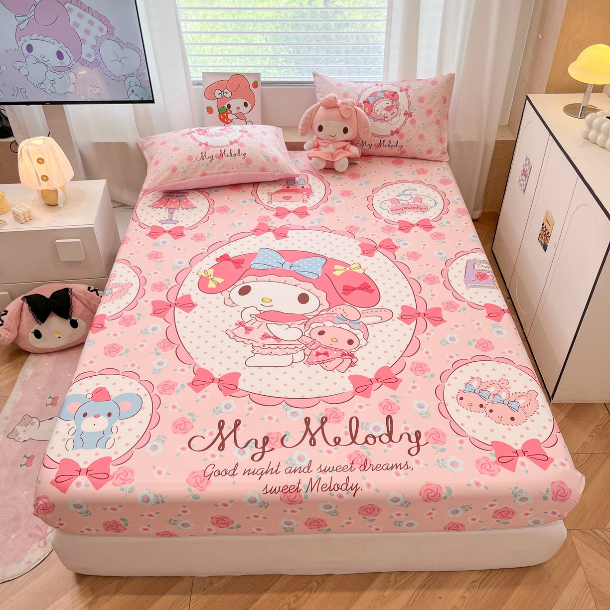 91家纺网 家纺一手货源 找家纺 （总）暮思家居 2025新款正版授权三丽鸥大阪全棉数码印花纯棉单品床笠床笠单件单床笠（专版花型）