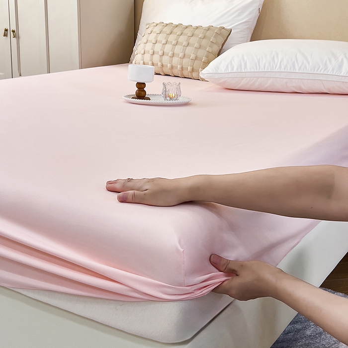 91家纺网 家纺一手货源 找家纺 青泽家纺 2025新款床笠单件防滑水洗棉床套罩床单全包席梦思床垫防尘保护罩 玉色