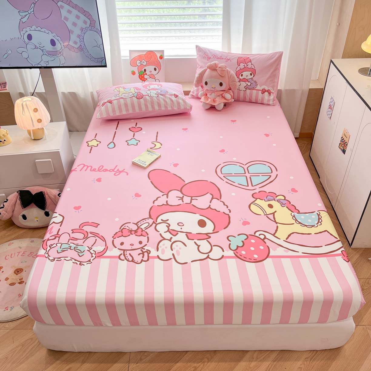 91家纺网 家纺一手货源 找家纺 （总）暮思家居 2025新款正版授权三丽鸥大阪全棉数码印花纯棉单品床笠床笠单件单床笠（专版花型）