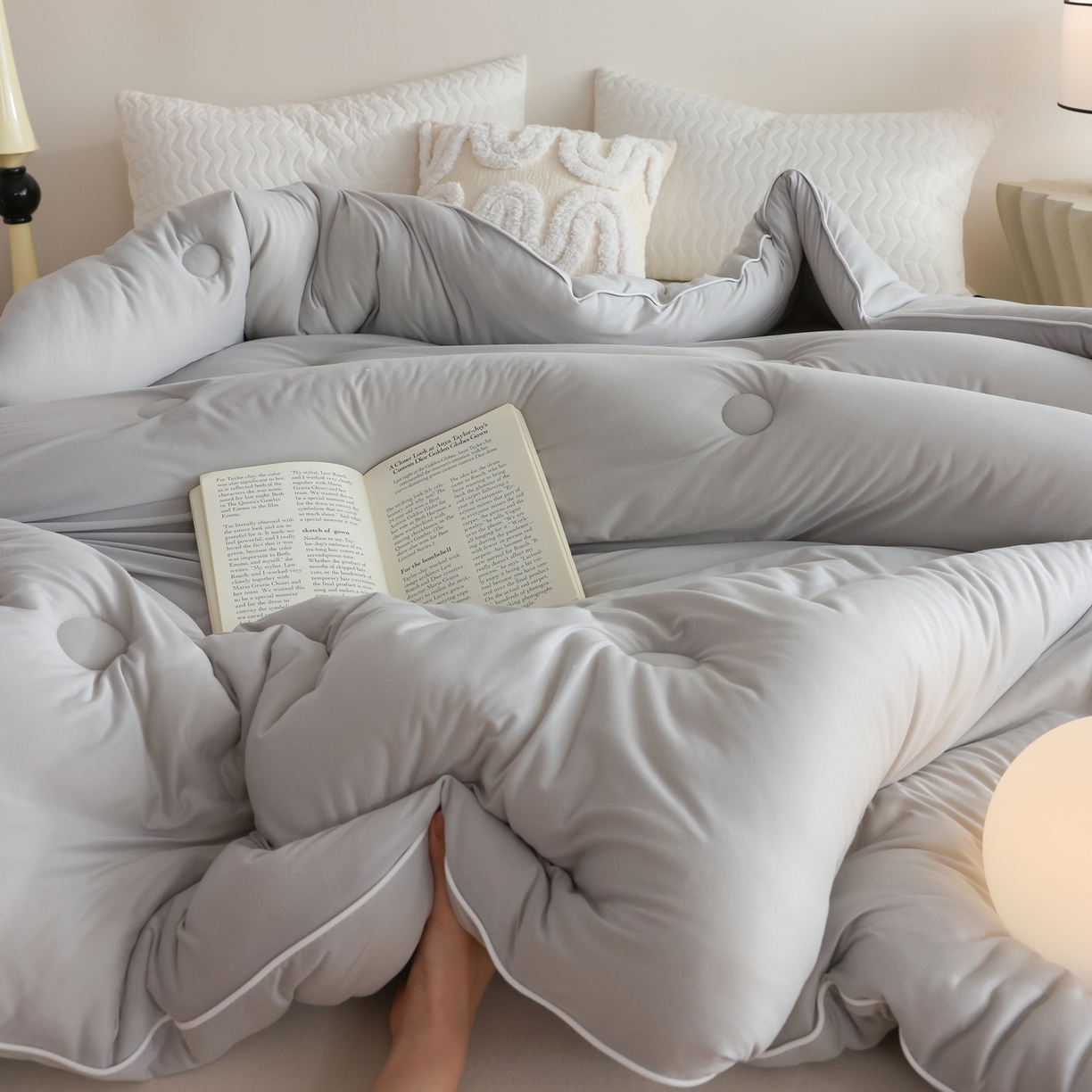 91家纺网 家纺一手货源 找家纺 益多眠 2026新款针织棉牛奶被针织被大豆被秋冬被学生被子被芯纯色被子 牛奶针织被--迷雾灰