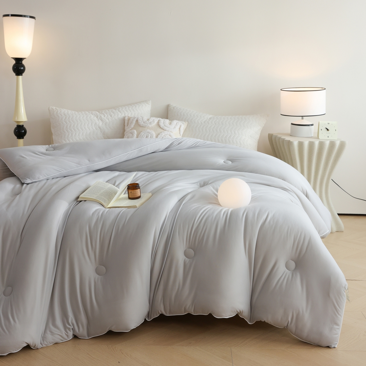 91家纺网 家纺一手货源 找家纺 益多眠 2026新款针织棉牛奶被针织被大豆被秋冬被学生被子被芯纯色被子 牛奶针织被--迷雾灰