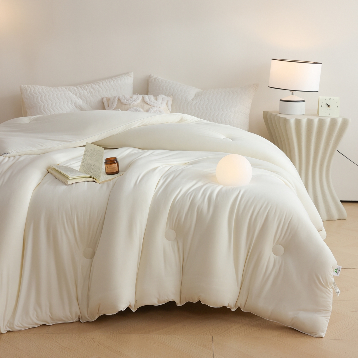 91家纺网 家纺一手货源 找家纺 益多眠 2026新款针织棉牛奶被针织被大豆被秋冬被学生被子被芯纯色被子 牛奶针织被--奶昔白