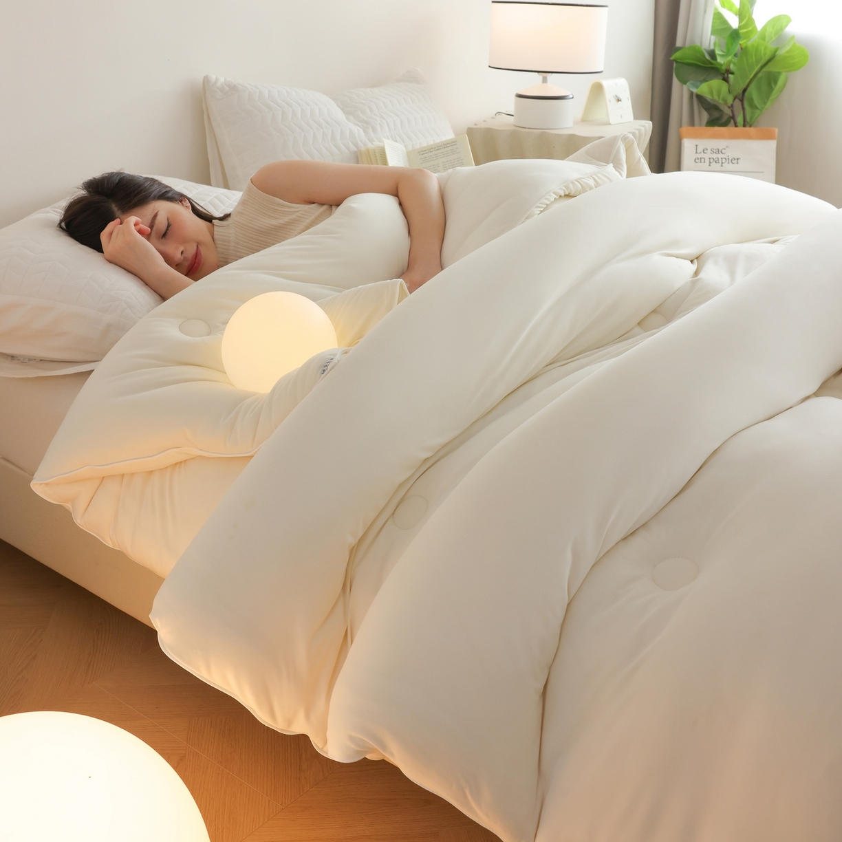 91家纺网 家纺一手货源 找家纺 益多眠 2026新款针织棉牛奶被针织被大豆被秋冬被学生被子被芯纯色被子 牛奶针织被--奶昔白